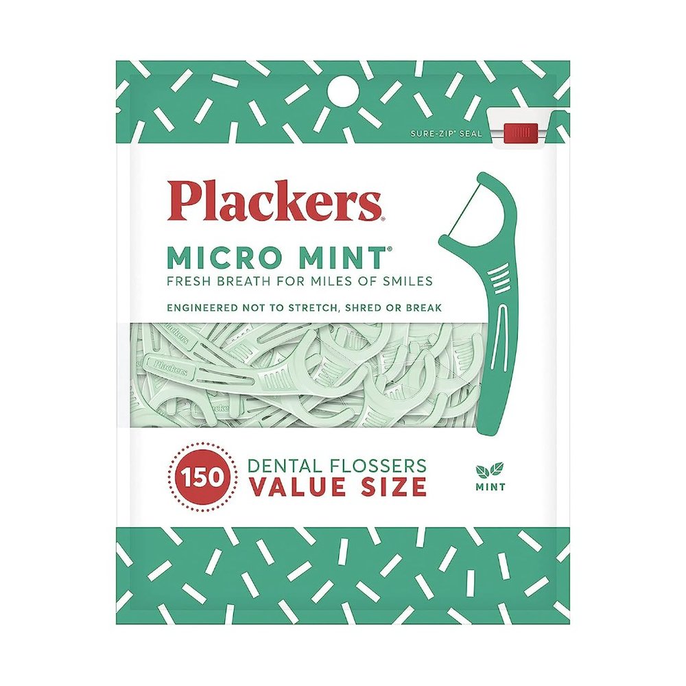 Plackers Micro Mint Dental Flossers, Fresh Mint Flavor, 150 Count